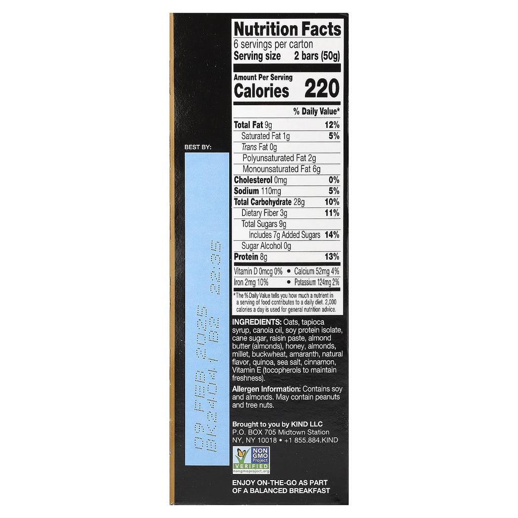 KIND Bars Breakfast Protein Bars, Almond Butter, 6 Packs, 50g (1.76oz) Each