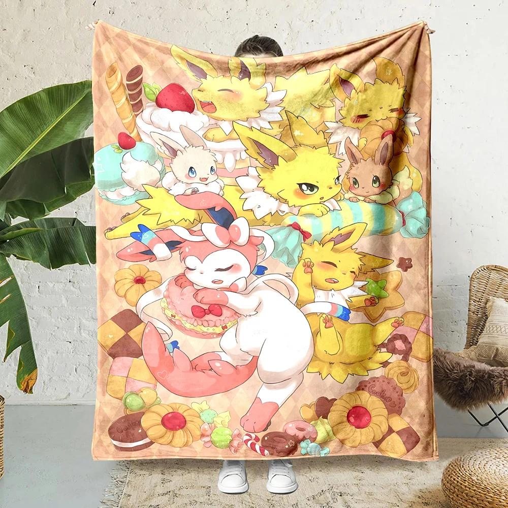 

Pokemen-Eevee Cartoon Japanese Style Flannel Blanket Soft Fluffy Plush Blanket Sofa Office Quilt Throw Picnic Beach Towel 30x40in