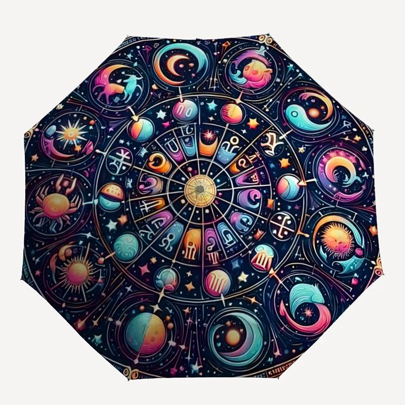 

1PC Zodiac Symbols Automatic Open/close Umbrella with 8-Rib Structure for Women/Men, All-Season Use - Fashion Lovers yy250919028