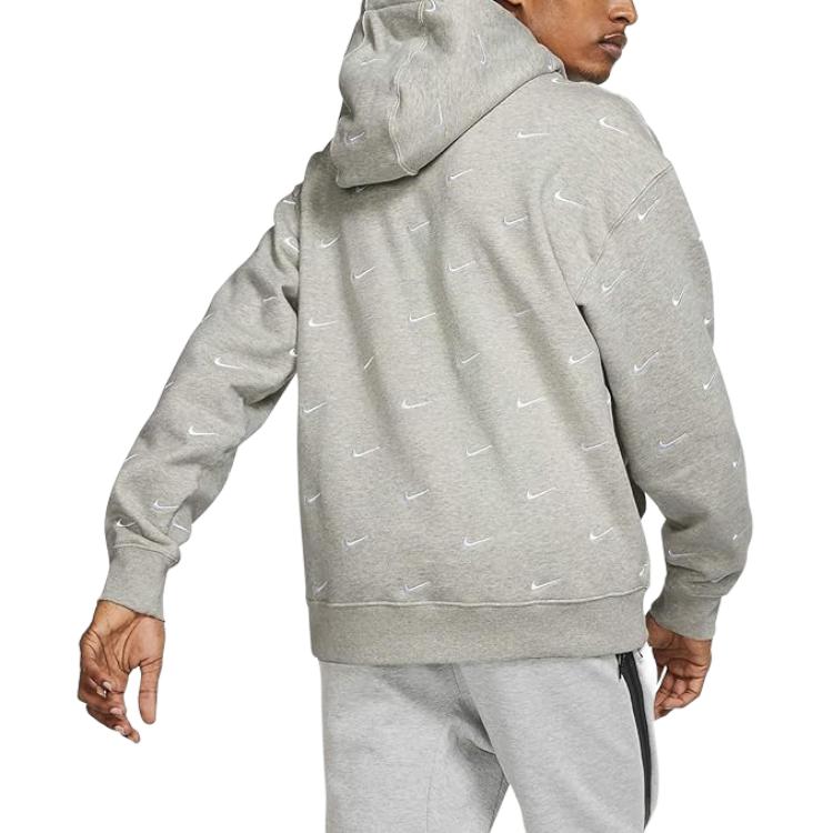 Nike NRG Allover Swoosh Logo Hoodie Grau Heather/Weiß Herren Streetwear CJ8907-050