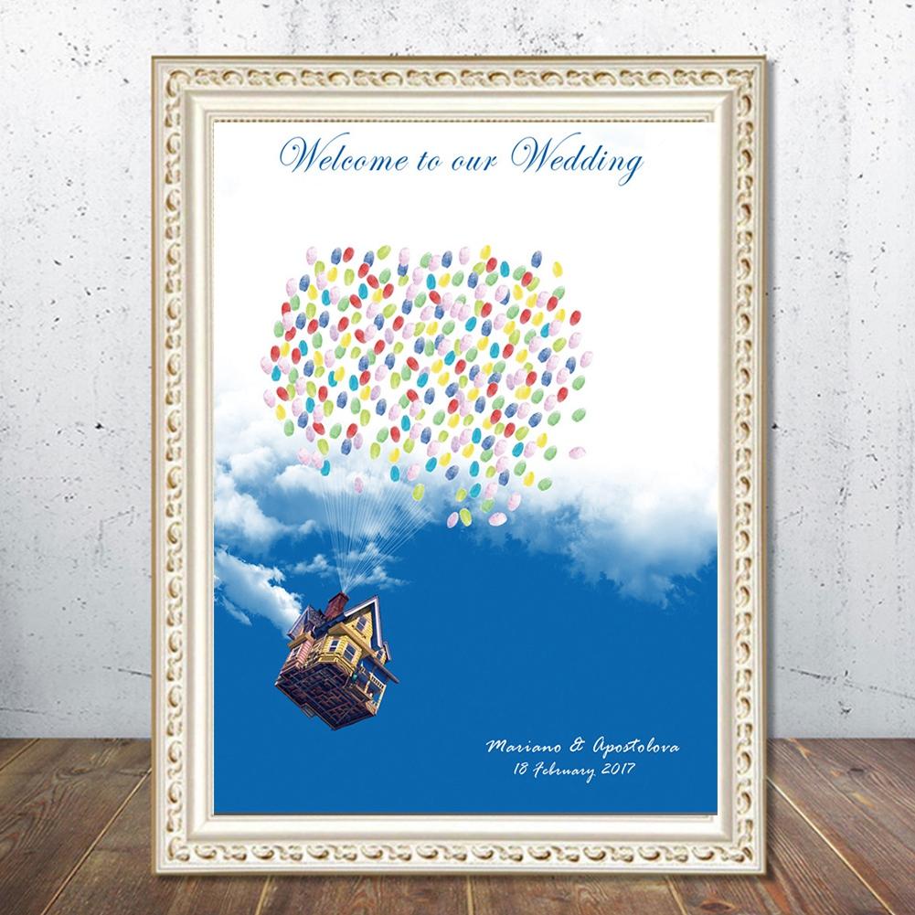 Cartoon Fingerprint Tree Painting DIY Guestbook Signature Book for Wedding Birthday Party Decor