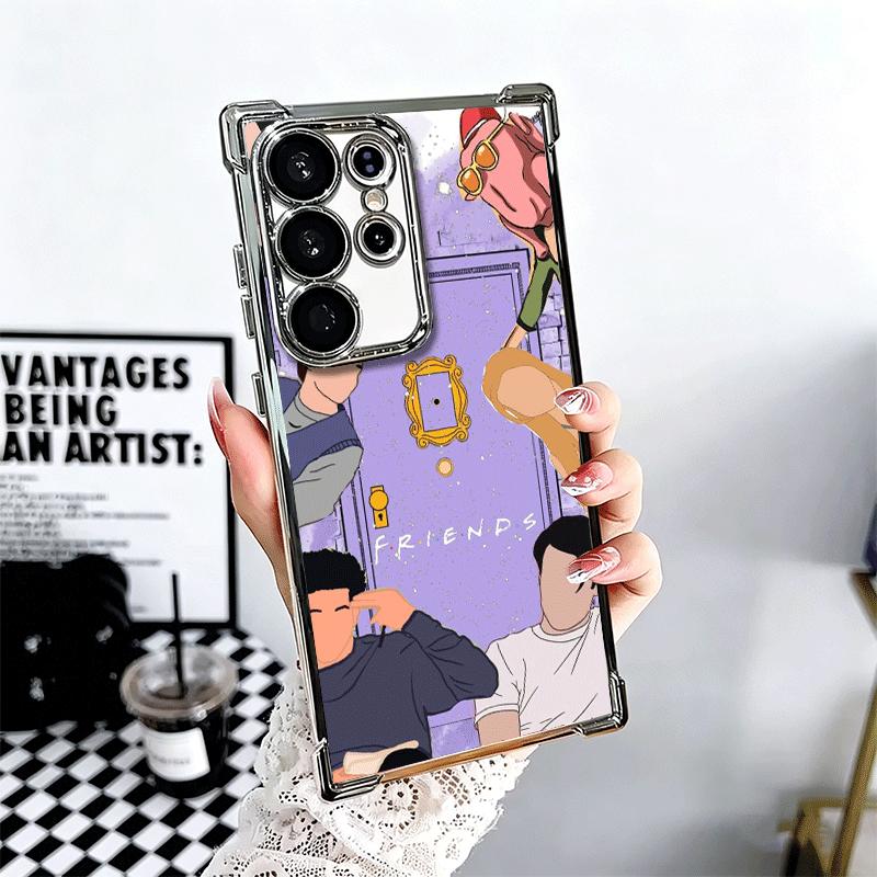 Friends Tv Show Theme Plating Phone Case For Samsung Galaxy S24 S25 FE S26 Edge S23 Ultra S22 S21 Plus S20 Anti-Fall Airabag Cov