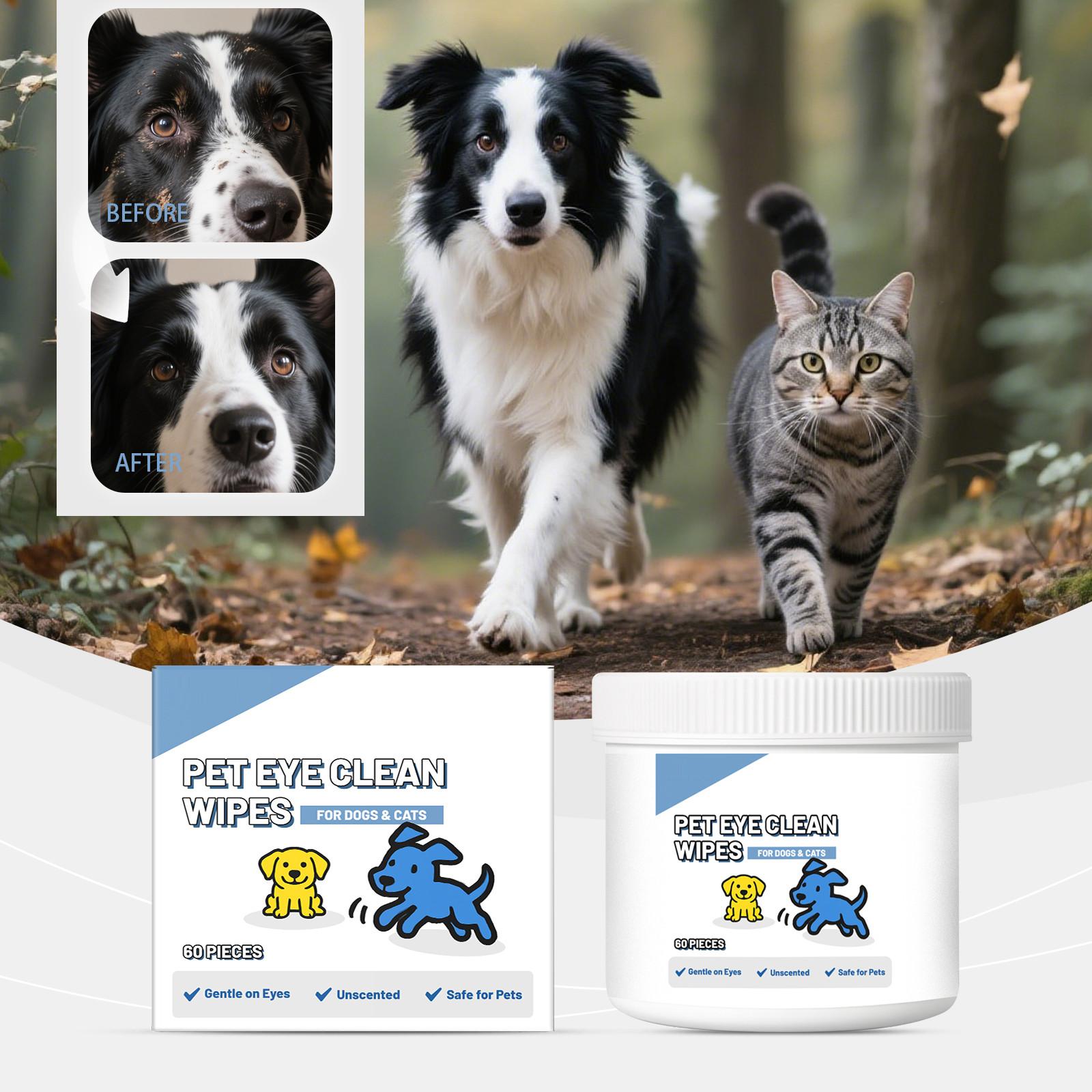 

Влажные салфетки для глаз собаки и подушечки для очистки слезных пятен у питомцев эффективно уменьшают слезные пятна у питомцев и поддерживают глаза вашей собаки в чистоте, 20 мл One Size белый