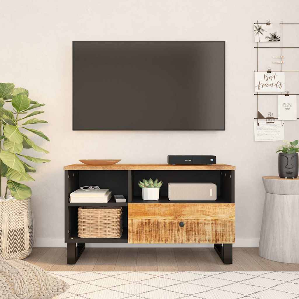 TV Stand 80x33x46 cm Solid Mango Wood & Engineered Wood