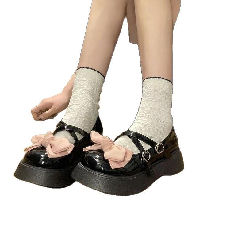 Spring platform muffin bow muffin small leather shoes new lolita big head shoes Mary Jane single shoes