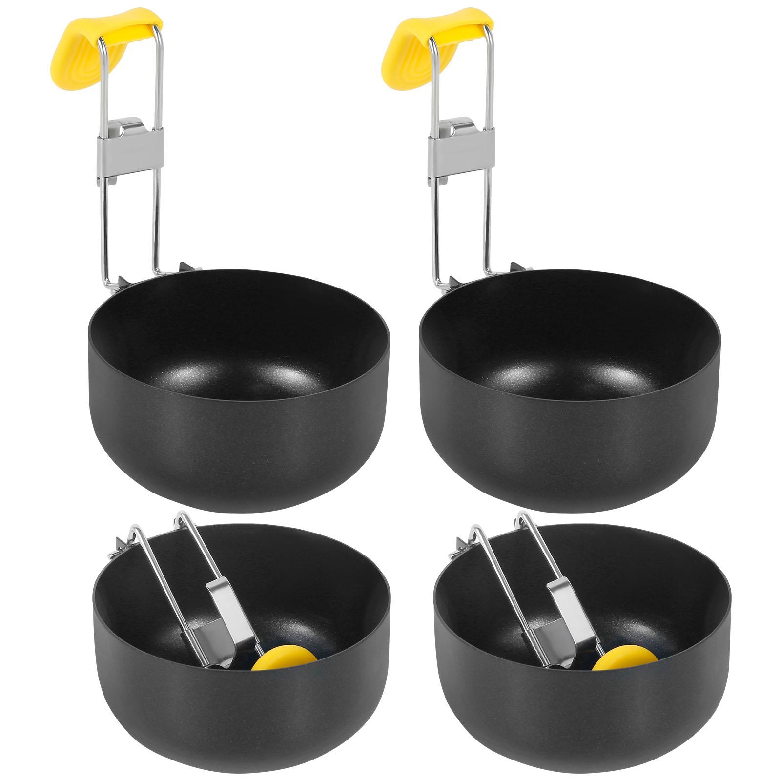 

4 Pack Stainless Steel Egg Poacher, Folding Egg Poacher Pan, Non-Stick Hang Ear Egg Boiler Egg Rings for Perfect Poached Eggs