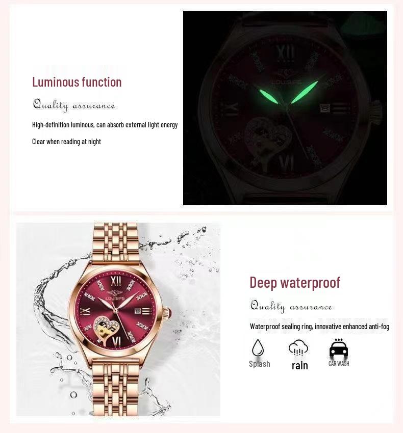 Louis Vanson Women's Luminous Diamond-Set Waterproof Calendar Watch – Popular Style
