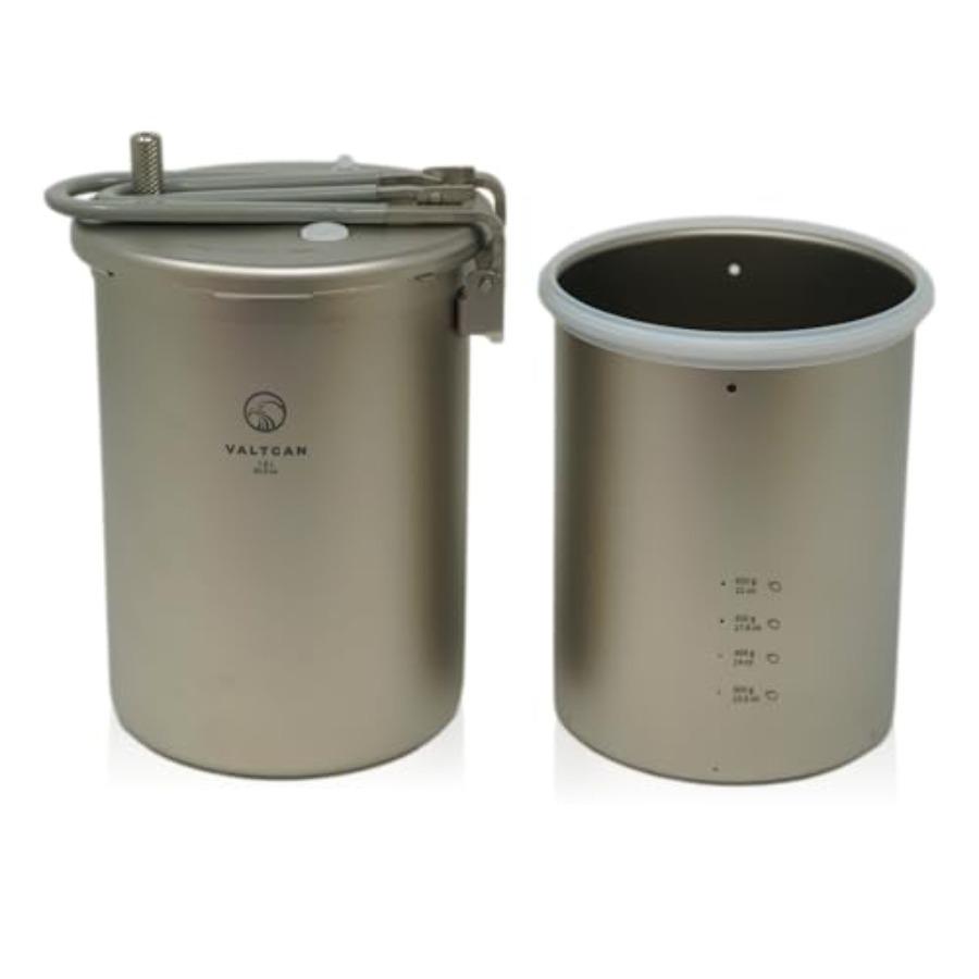 Titanium Pressure Cooker Pot 1800ml Camping PFAS-Free No Coating Grade 1 Ultralight Rice Cooker with Locking Lid for Backpackin