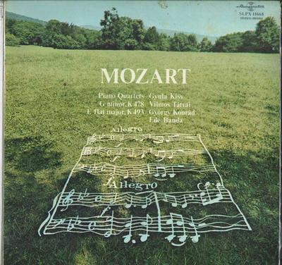 LP Record MOZART GYULA KISS GYORGY KONRAD   Piano Quartets G Minor K 478  E Fl SLPX11668 HUNGAROTON 1973 Hungary Classical Used
