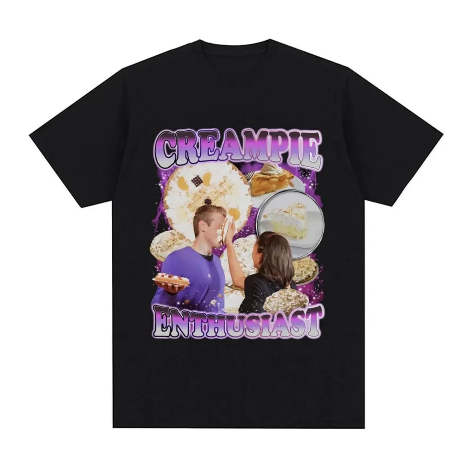 

Creampie Enthusist Meme Graphic T-shirt Fashion Harajuku Retro Short Sleeved T-shirt Casual T-shirts Summer Popular Fashion S чёрный