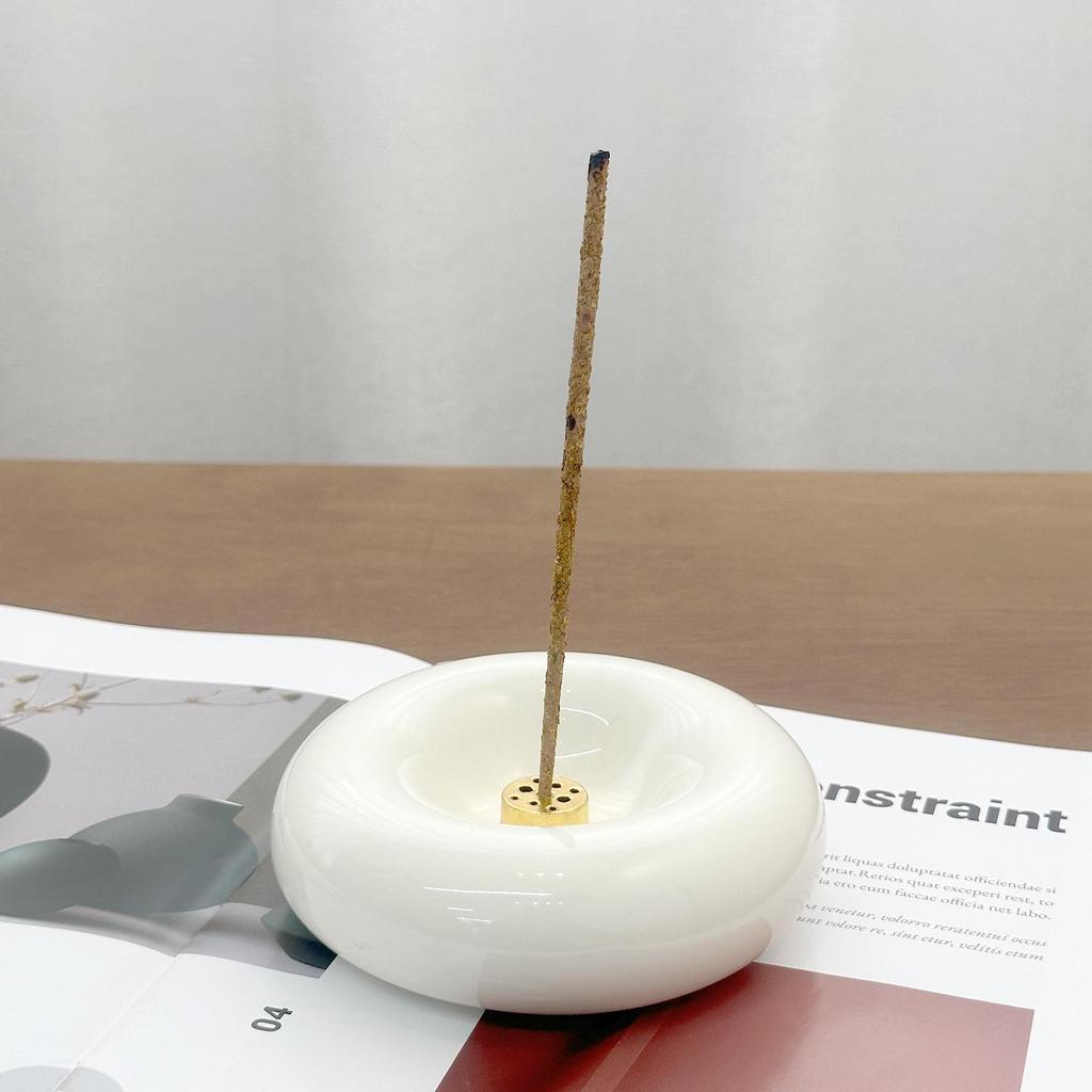 Cream Ceramic Incense Holder for Home, Tea Room, Agarwood, Sandalwood, High-End Design Incense Burner.