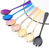 4Pcs Colorful Salad Fork Cutlery Set Dessert Fork Instant Noodle Fork Dinnerware Set Stainless Steel Tableware Kitchen Flatware
