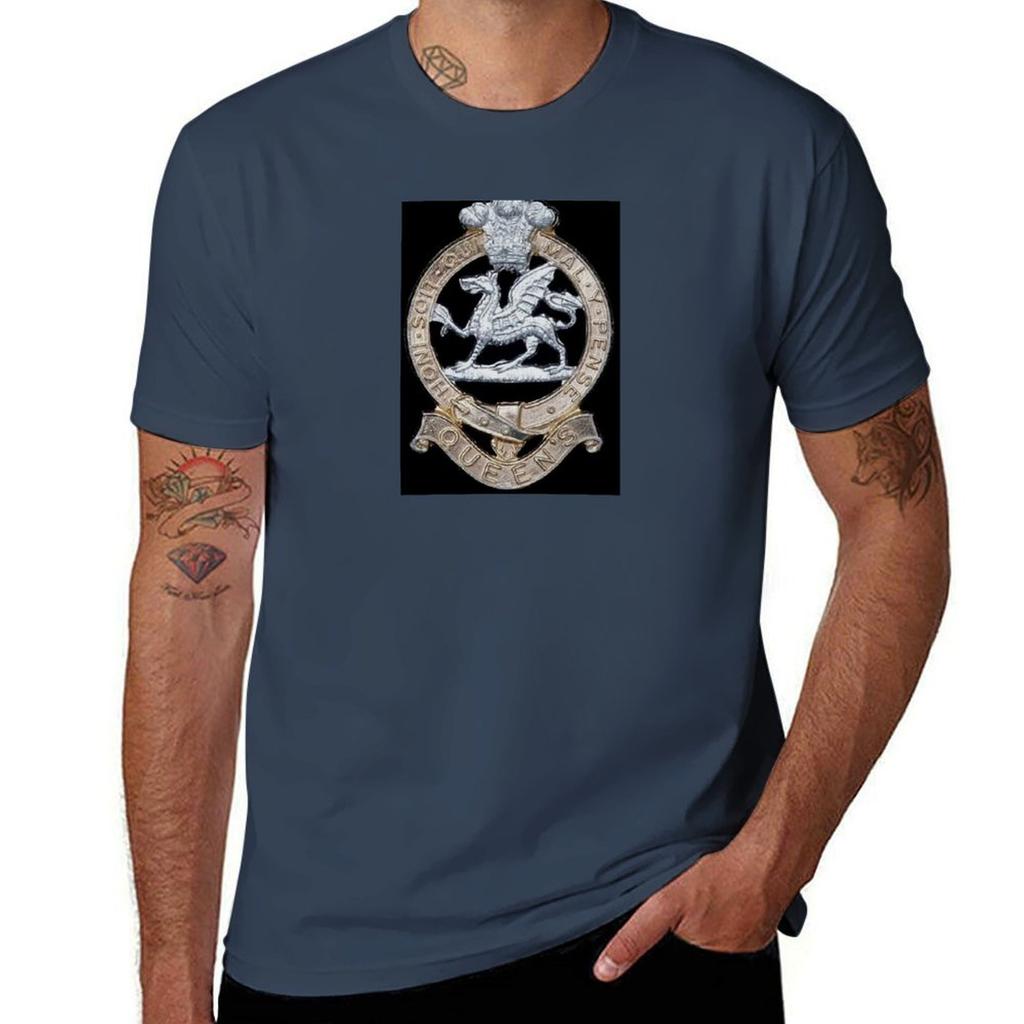 Queens Regiunisext Cap Badge Picture TShirt Basic Lightweight Short Sleeve Tee TShirt