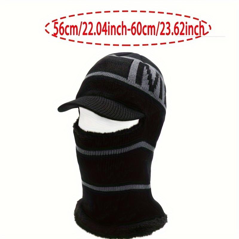 Winterstrick-Sturmhaube Mütze mit integriertem Fleecefutter, winddichter thermischer Ohrenschutz, sportliche Acryl-Vollgesichtsbedeckung, zum Radfahren
