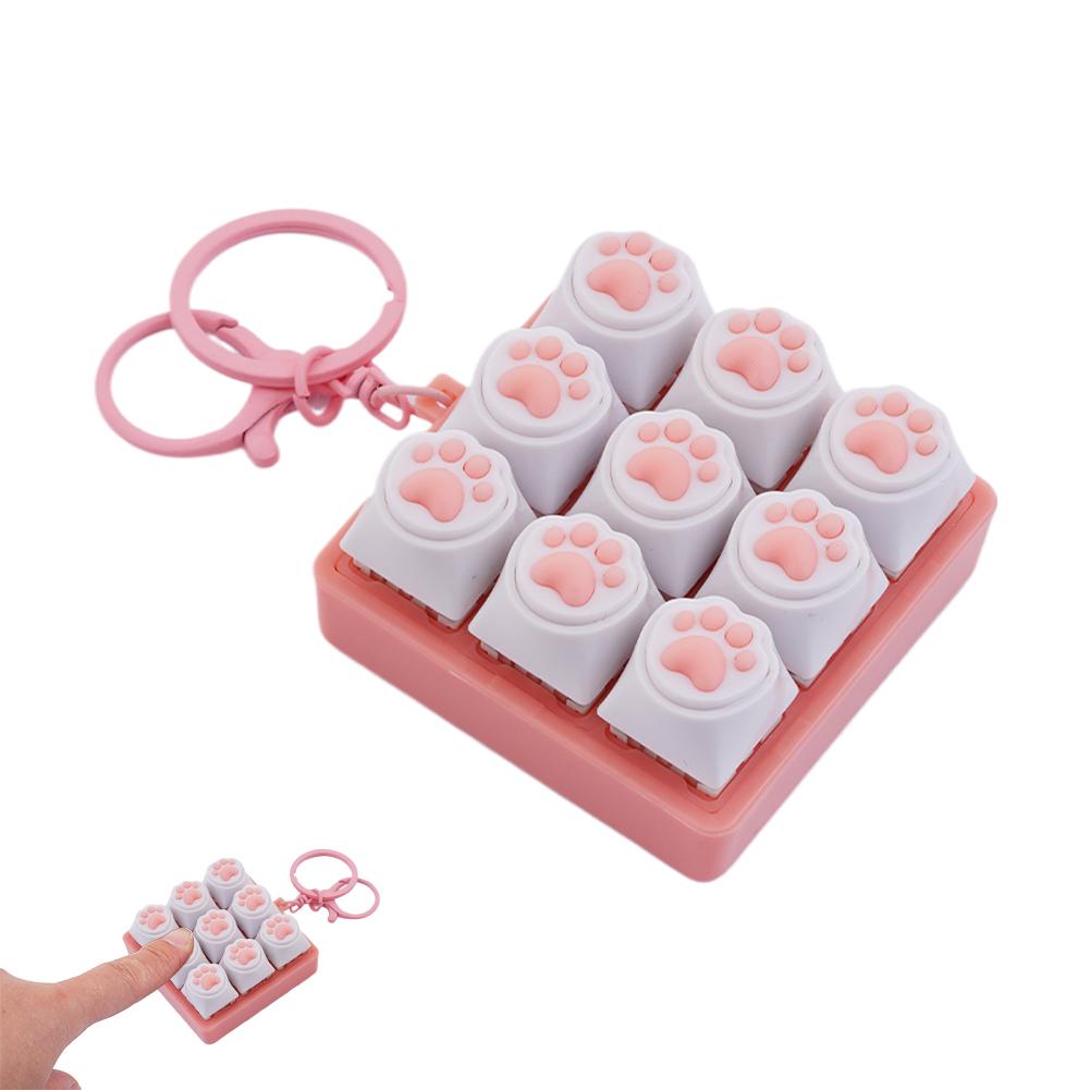 Keyboard Key Fidget Keychain Decompression DIY Keycaps Cat Paw Button Keycap Clicker Toy Relaxing Sensory Play