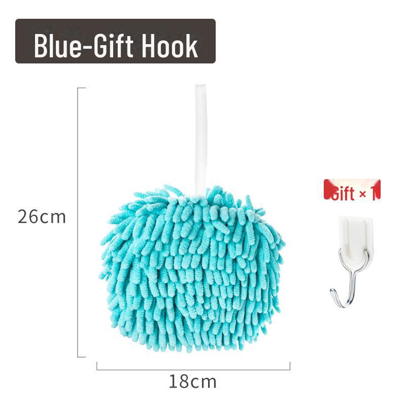 KOMEKI Chenille Hanging Hand Towel - Thick, Water-Absorbent, Quick-Drying, Simple Kitchen/Bath Rug