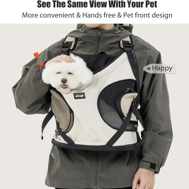 Breathable Canvas Pet Carrier Backpack Cats Small Dogs Adjustable Chest Strap Portable Travel Bag