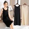 Women's Round Neck Sleeveless Midi Dress Loose Fit High Waist Commute Solid Color Modal Tank Slip Dress Casual Loungewear Nightgown