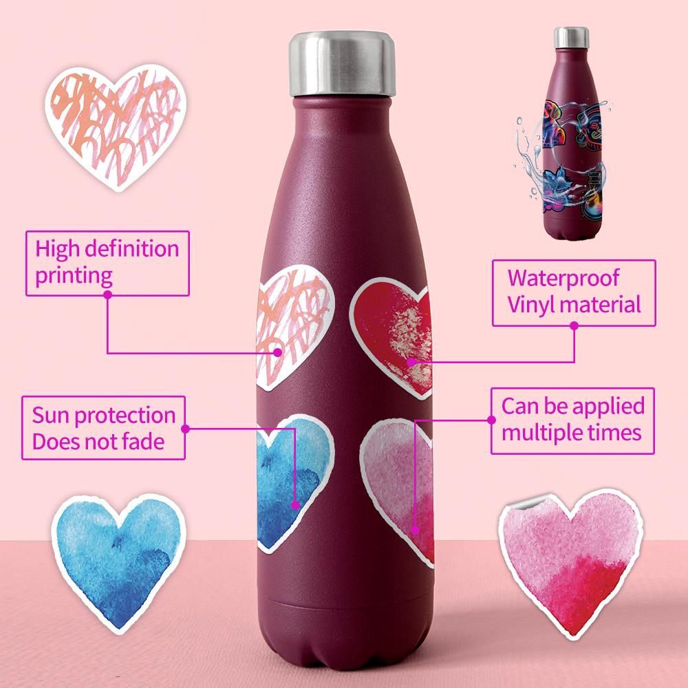 Valentine's Day Heart Graffiti Stickers: 50/100 Waterproof Decorative Stickers for Water Bottles & Computers