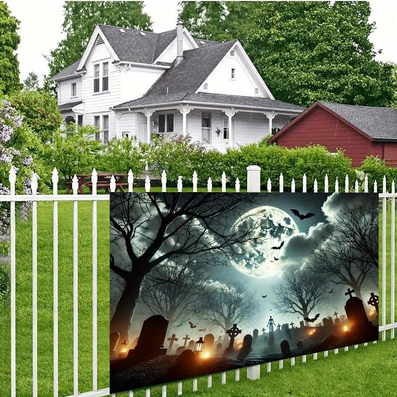 Background cloth 1 piece. The cemetery is decorated with a full moon background cloth wall, covered with polyester fiber.