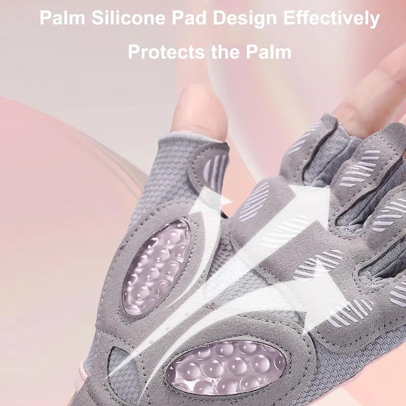 WOSWEIR-Women's Non-Slip Fitness Gloves for Yoga Training Sports Equipment Breathable Thin Half Finger Silicone Shock Absorption