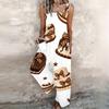Women Plus Size Sleeveless Strap Jumpsuit White Leopard Football Helmet Print Loose Overalls With Pockets