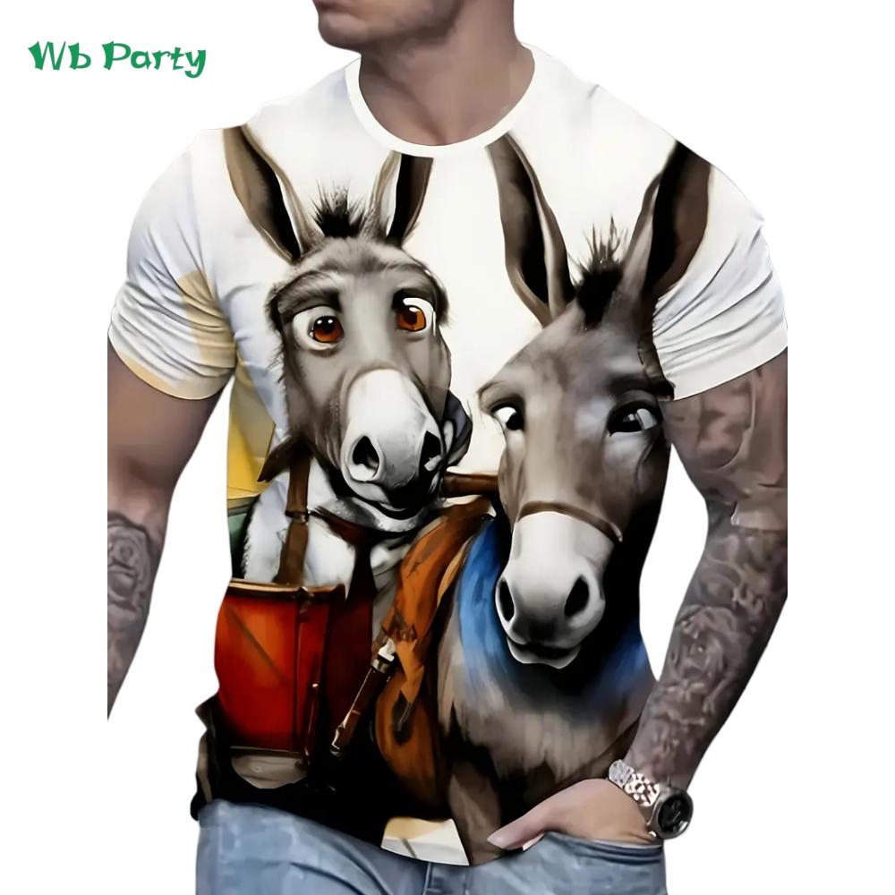 

Funny Horse Men s Clothing Summer Fashion Breathable Men Top Trendy Versatile Men Short Sleeved Tee Casual Printed Men s T-Shirt 6XL