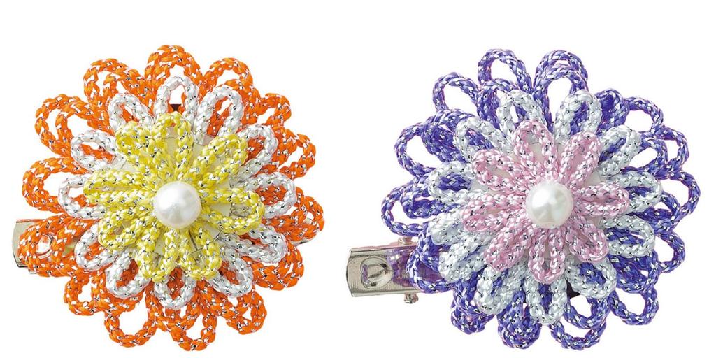 Takagi Seni Panami Craft Metallic Sparkling Flower Orange and TC102 Kit, Yarn, Brooch, Purple,