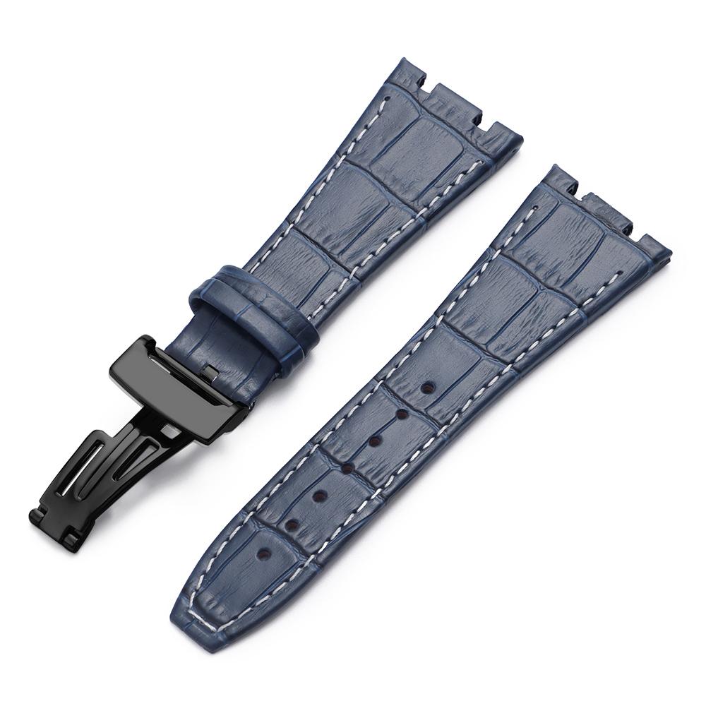Top Layer Genuine Cowhide Watch Strap for AP Audemars 15400 15703 26320 Royal Oak Offshore Series Men27mm Black Brown Watch Band