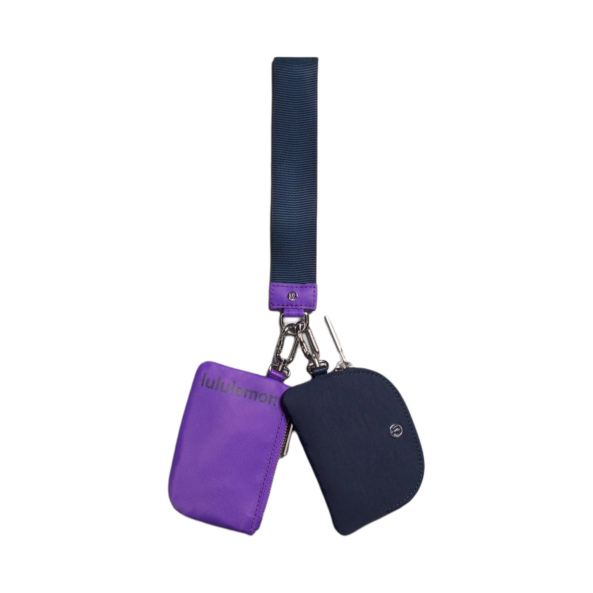 Lululemon Dual Pouch Color Block Letter Logo Zipper Nylon Wrist Bag Women bags True-Navy Atomic-Purple LW9FB8S-265544 Authentic Marine Blue & Atomic Purple