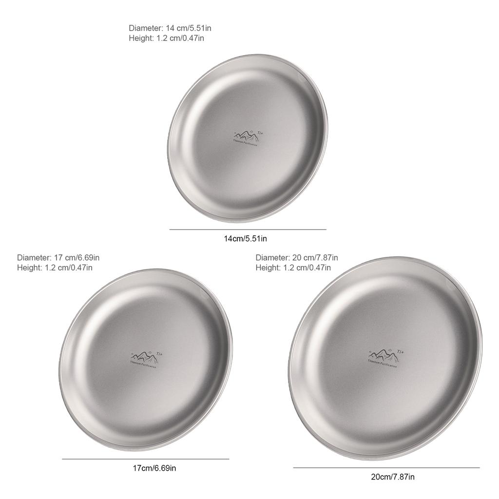 Titanium Purification Plate Ultra Lightweight Portable Safe Circular Dining Plate Hiking Picnic Barbecue Home Outdoor Cookware