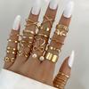 LETAPI Bohemian Vintage Heart Geometric Ring Set For Women Gold Color Boho Butterfly Pearl Hollow Leaves Rings Jewelry Gifts