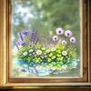 Wildflower Window Clings Spring Summer Floral Grass Window Stickers Double-Sided Anti-Collision Glass Door Mirror Decals for Home Bathroom
