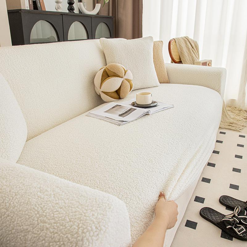 Thickened plush all - encompassing sofa cover with elasticity for lazy sofas provides protection from cat scratches and dust