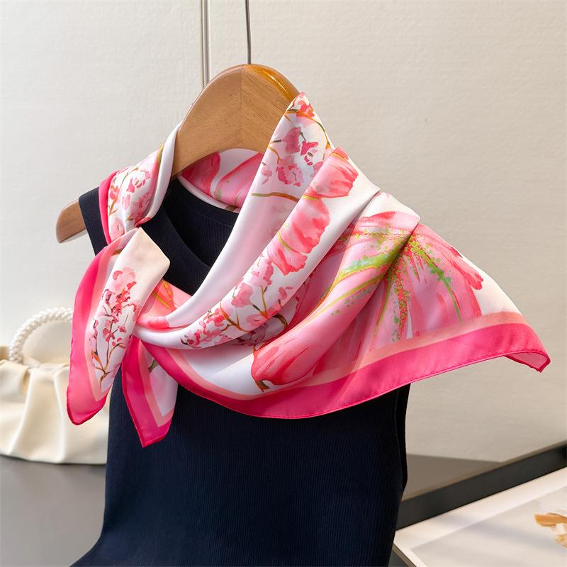 Fashion 70cm Square Scarves Women's Silk Scarf Spring and Summer Bandana Small Neckties Hairbands Bags Foulard Shawl
