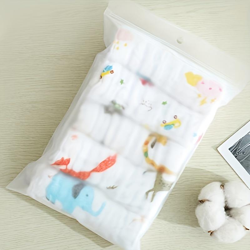 5pcs Soft Absorbent Kids Washcloths Cute Printed Square Towels Lightweight Skin Friendly Baby Face Hand Bath Cotton Cloth