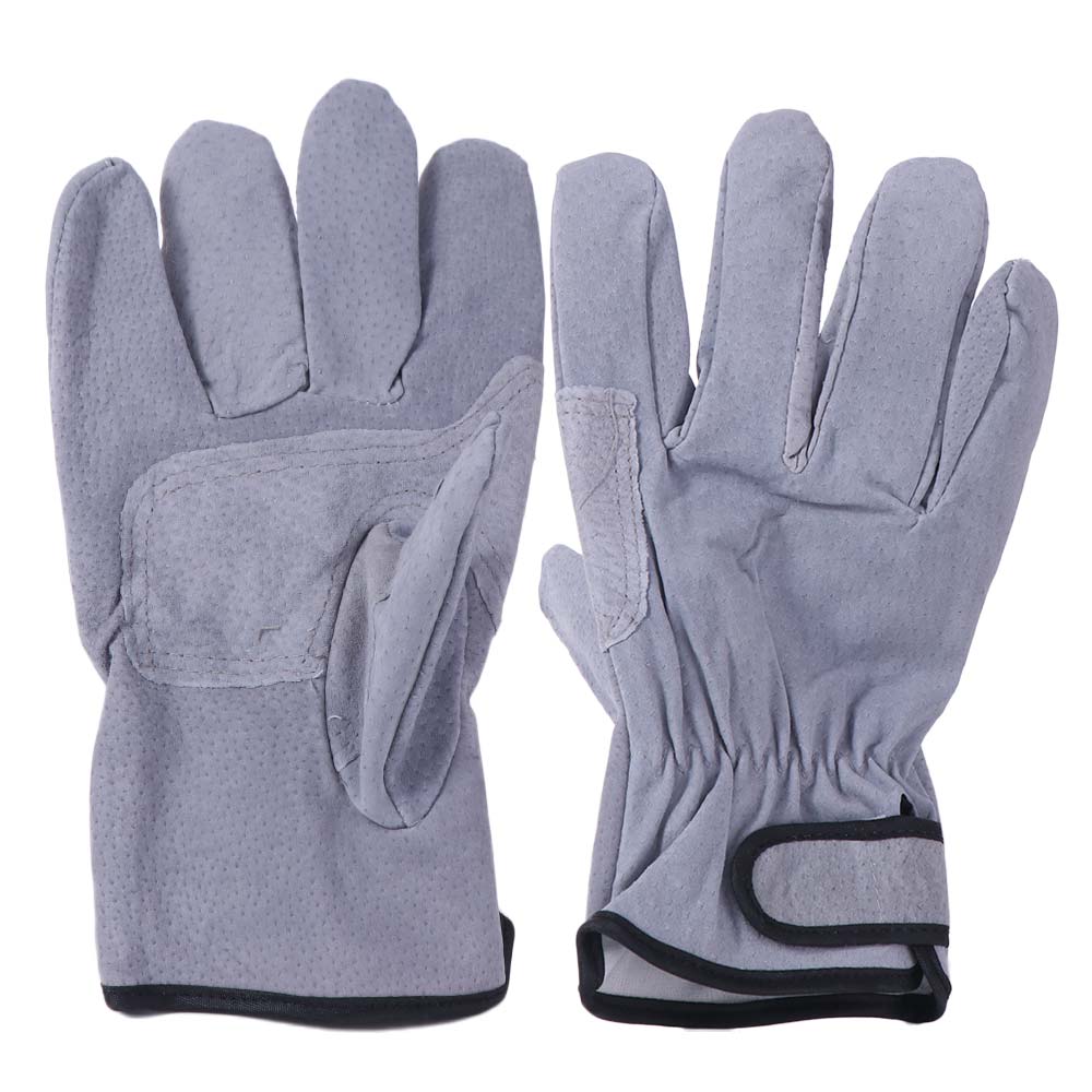 

Safety Leather Work Gloves Wear-resistant Anti-Slip Welding Gloves Stab-proof Heat Resistant Labor Protection Gloves Garden XS сірий