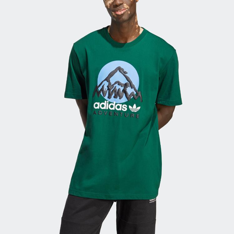 Adidas Originals Adv Mtn F Graphic Tee with Letter Logo Print Men Tops Dark-Green IC2360