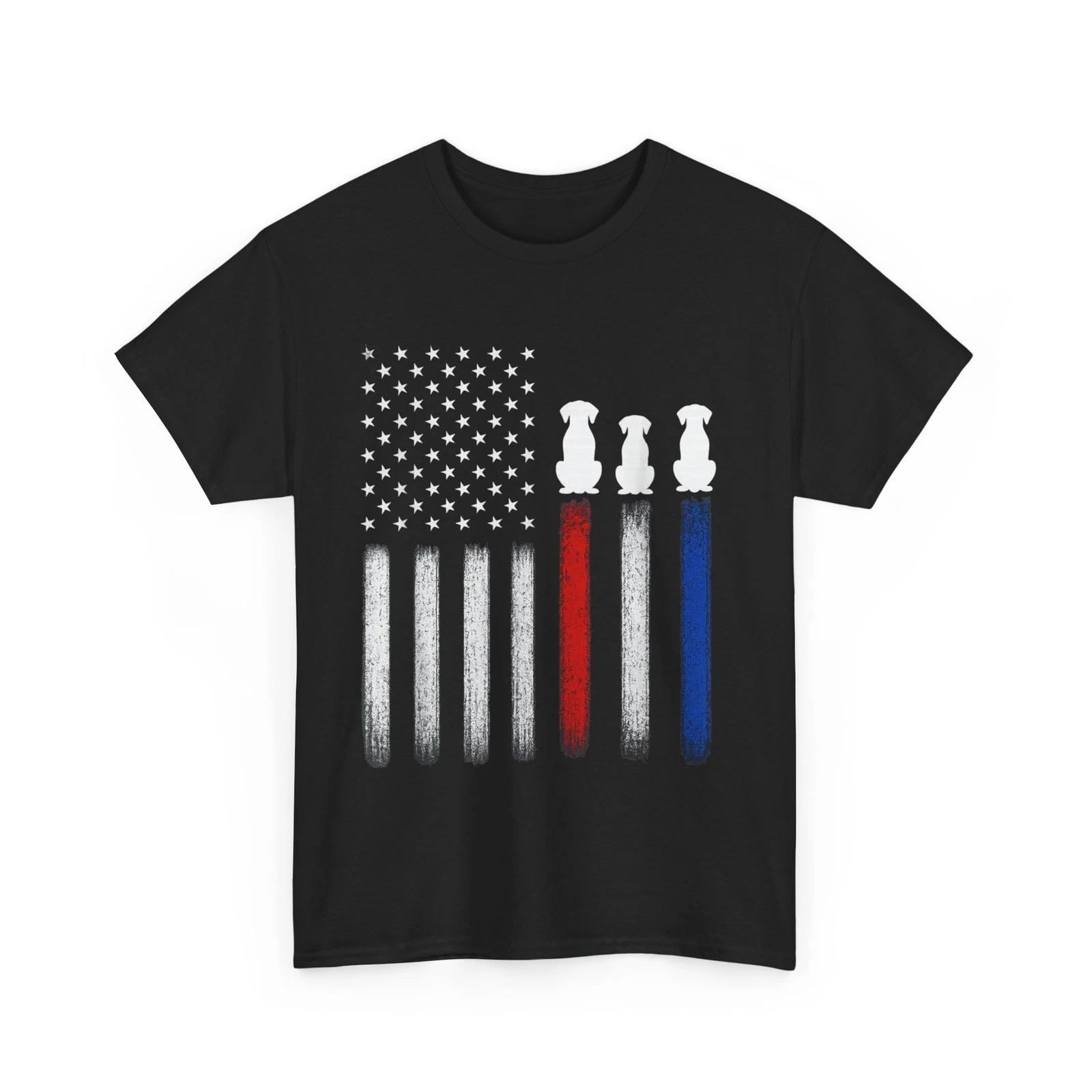 4th of July American Flag with Dog Silhouettes Pets Animals Lovers Shirt S