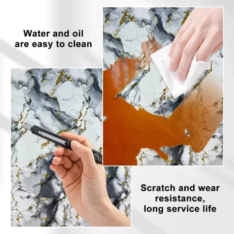 Waterproof and Antifouling Wall Sticker Self-adhesive Wallpaper 1 Roll Thick Foam Marble Wallpaper for Bedroom and Living Room