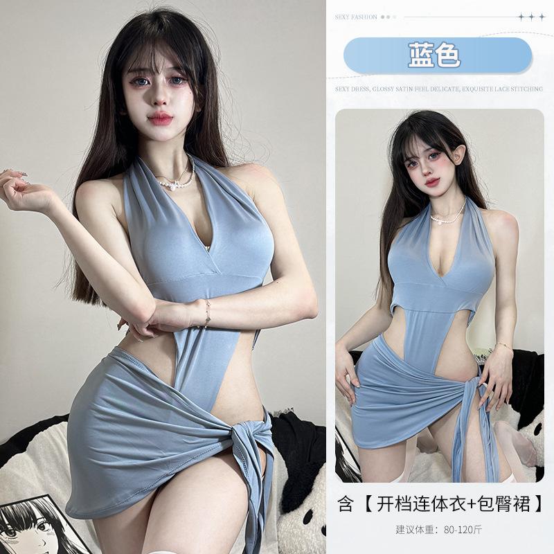 Sexy lingerie, pure desire, small breasts, big open gear, one-piece hip wrap, free uniform suit