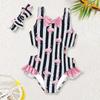 2025 Girls' Bow Halter Ruffle Swimsuit - New Style for Small & Medium Children