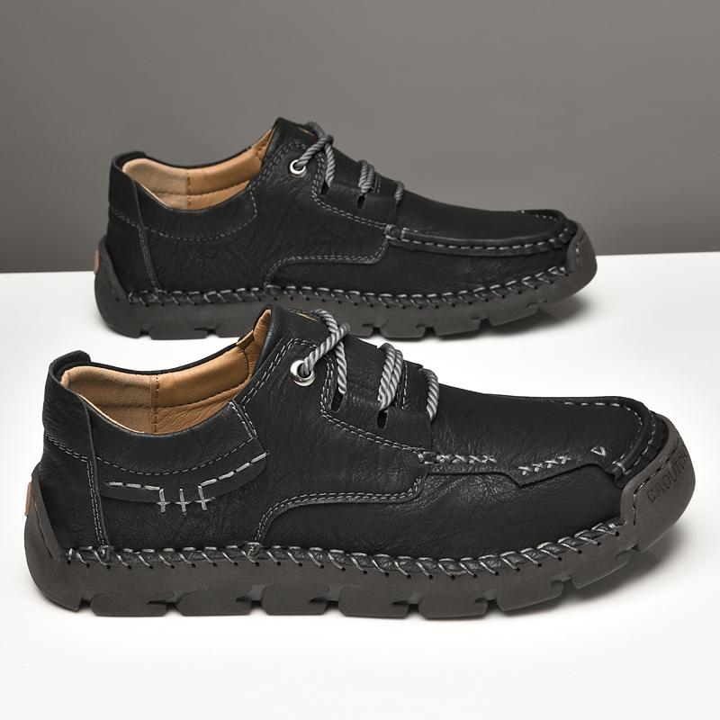 Fashion Leisure Walk Mens Hiking Shoes Spring New Trendy Male Sneakers Lace Up Formal Casual Leather Shoes Man Treking Footwear Trainers