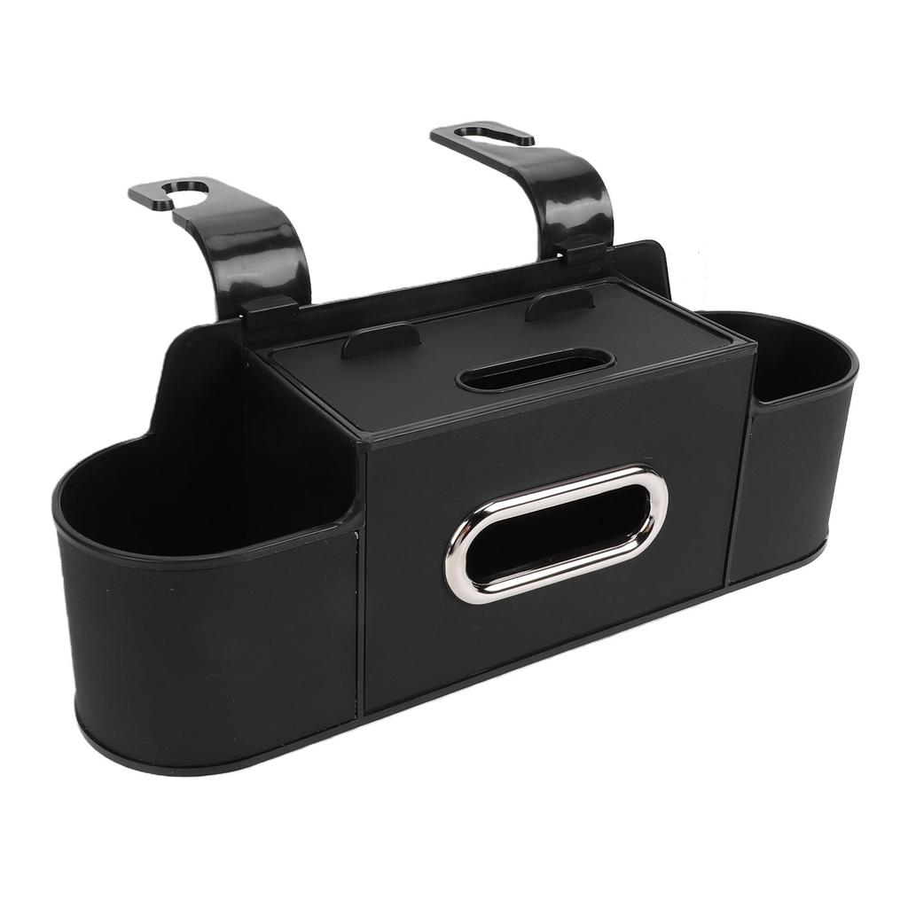 Car Back Seat Organizer with Cup Holder Tissue Dispenser Hooks Multifunctional Seat Back Storage Box for SUV Truck Sedan