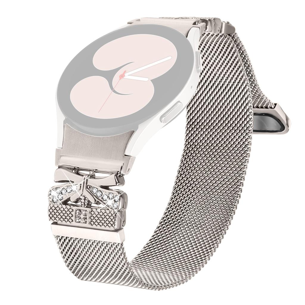 Colored Metal Strap with Connector for Samsung Galaxy Watch7 44mm/40mm Milanese Watch Band Butterfly Decor