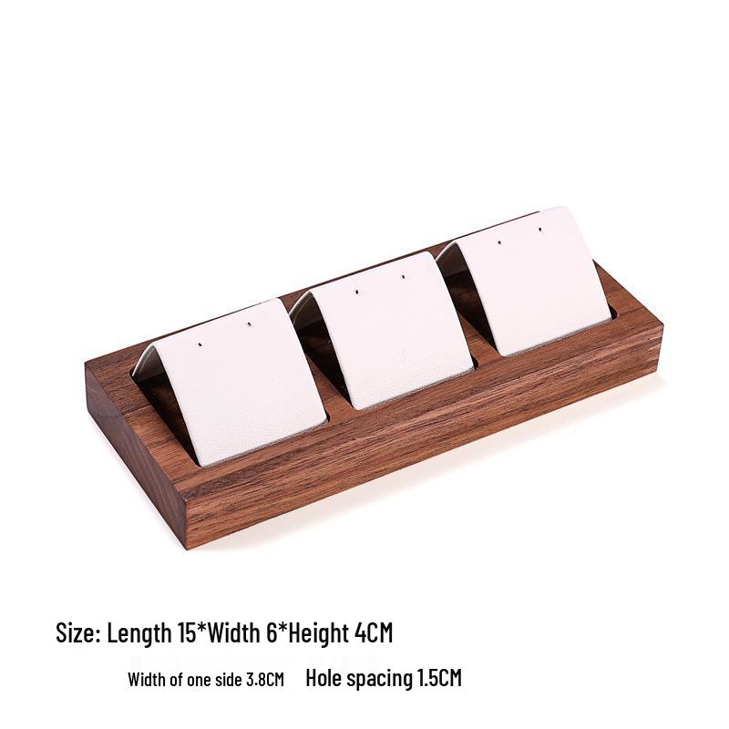 Walnut Wood Earring Display & Jewelry Storage Tray Single Earring Stand - Dark Green Velvet