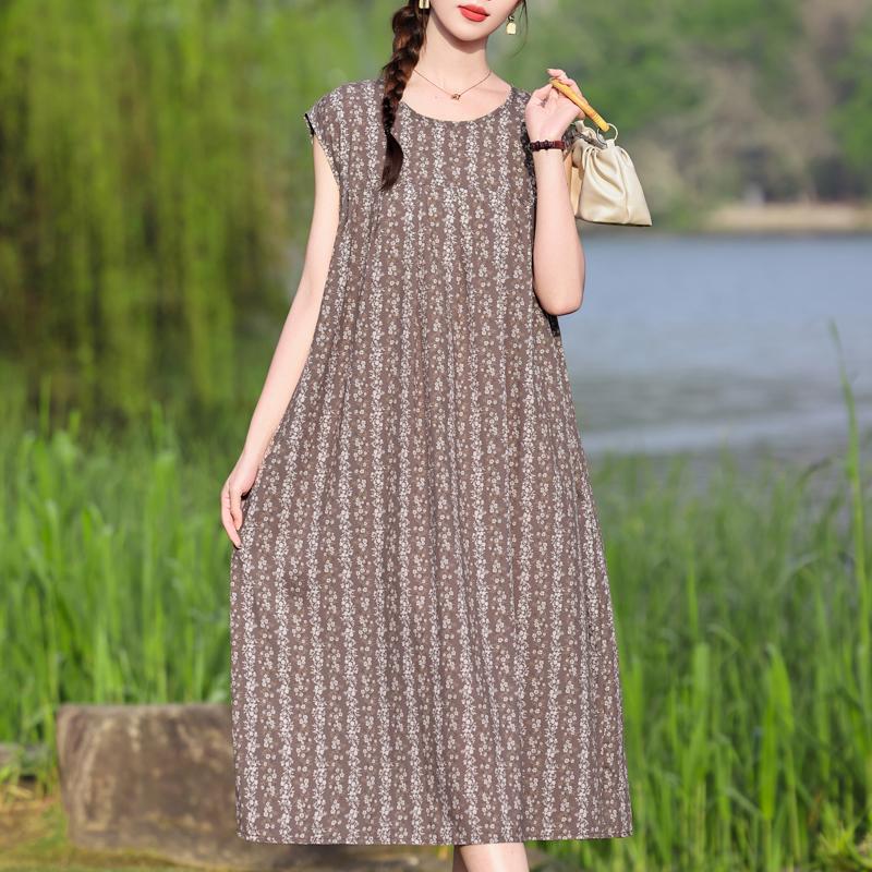 Robe d'été Vintage grande taille pour femme, surdimensionnée, ample, sans manches, décontractée, élégante, longue