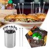 Stainless Steel Cocktail Picks Holder Kit Reusable 12PCS Decorative Toothpicks Cocktail Toothpicks Cocktail Picks Holder Set