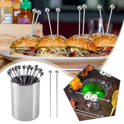 Edelstahl Cocktailspieße Halter Set Wiederverwendbar 12 Stück Dekorative Zahnstocher Cocktail-Zahnstocher Cocktailspieße Halter Set