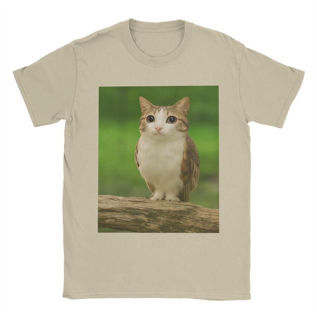 Men's Meowl Cat Owl Funny Internet Trendy T Shirt  Cotton Tops Novelty Short Sleeve O Neck Tee Shirt Printing T-Shirts